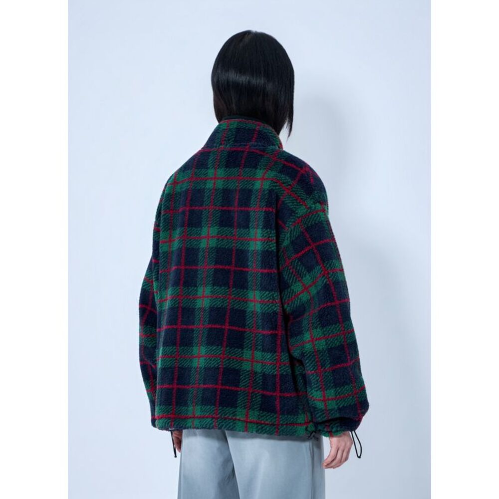 Miu Miu Women Checked Teddy Zipper Jacket - Picture 4 of 6